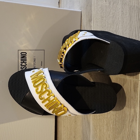 MOSCHINO Sabot - Size 35 - gold/white and black - Picture 3 of 4